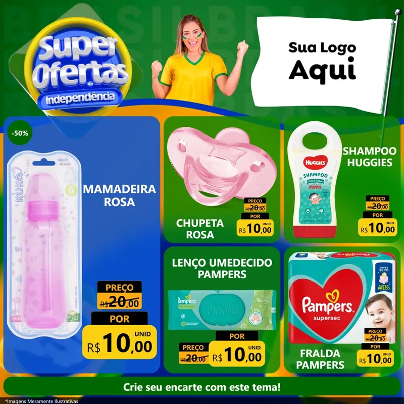 Modelo de Rede Social para Feed Facebook com o tema Super Ofertas de Independência para Bebês