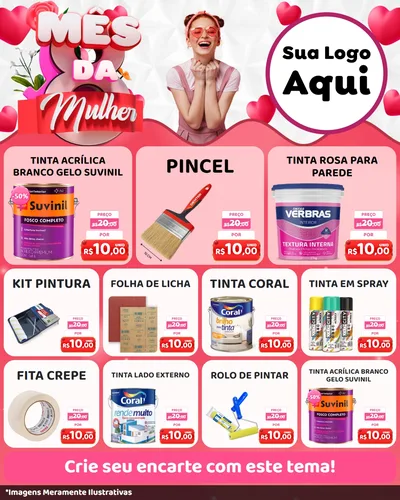 Modelo de Rede Social para Feed Instagram com o tema Mês da Mulher para Tintas e Ferramentas