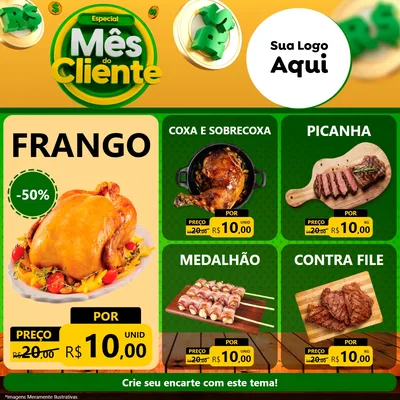 Modelo de Rede Social para Feed Facebook com o tema Especial Mês do Cliente para Assados