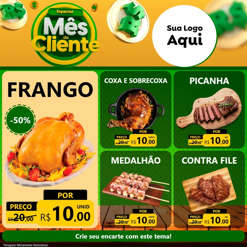 Modelo de Rede Social para Feed Facebook com o tema Especial Mês do Cliente para Assados