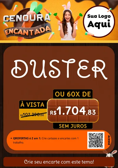 Modelo de Cartaz para Cartaz A4 Vertical com o tema Cenoura Encantada - Páscoa para Concessionaria de Carros