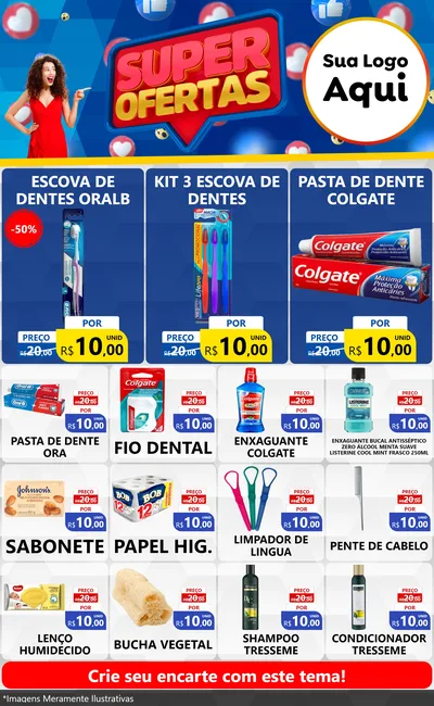Modelo de Encarte para Encarte Grande com o tema Super Ofertas para Higiene Pessoal