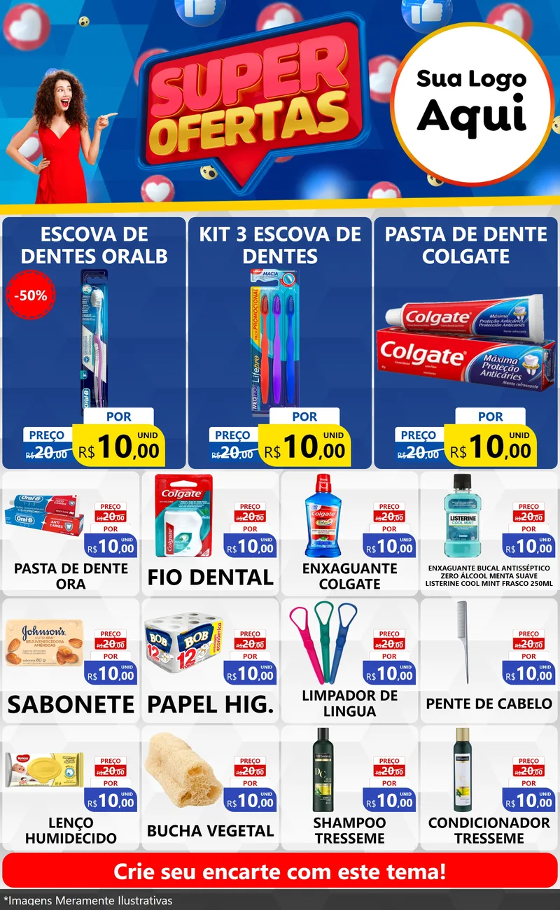Modelo de Encarte para Encarte Grande com o tema Super Ofertas para Higiene Pessoal