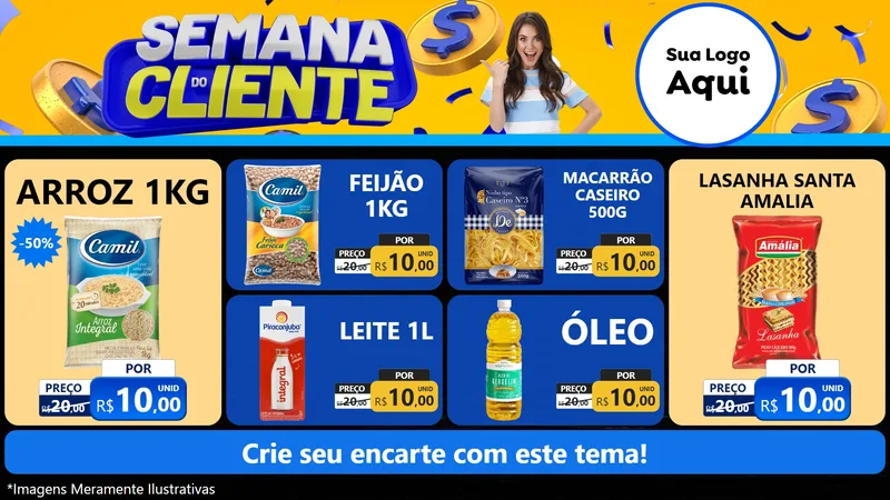 Modelo de TV para TV Horizontal com o tema Semana do Cliente para Supermercado