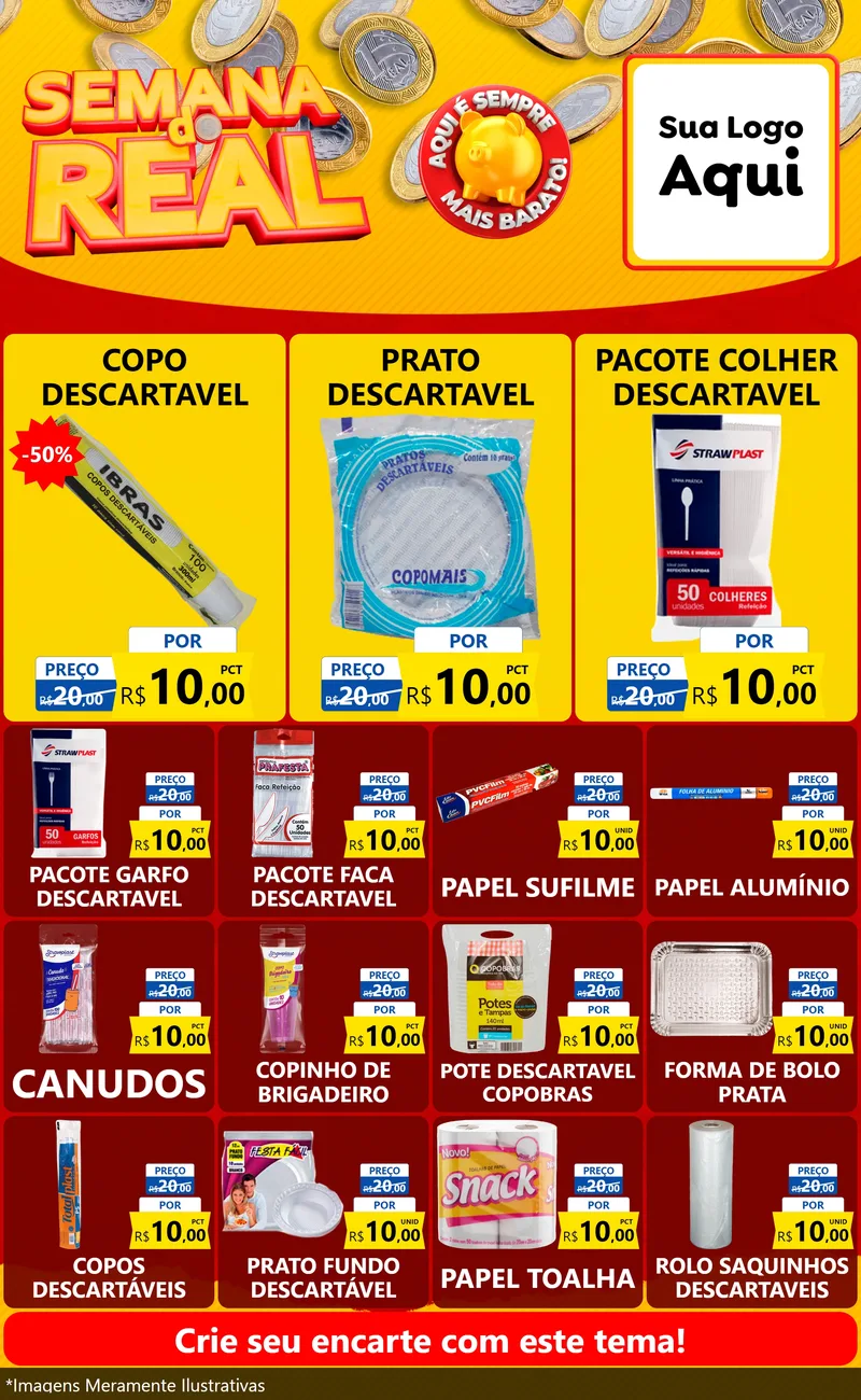 Modelo de Encarte para Encarte Grande com o tema Semana do Real para Embalagens