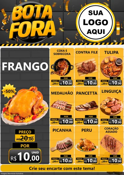 Modelo de Encarte para Encarte A4 Vertical com o tema Bota Fora para Assados