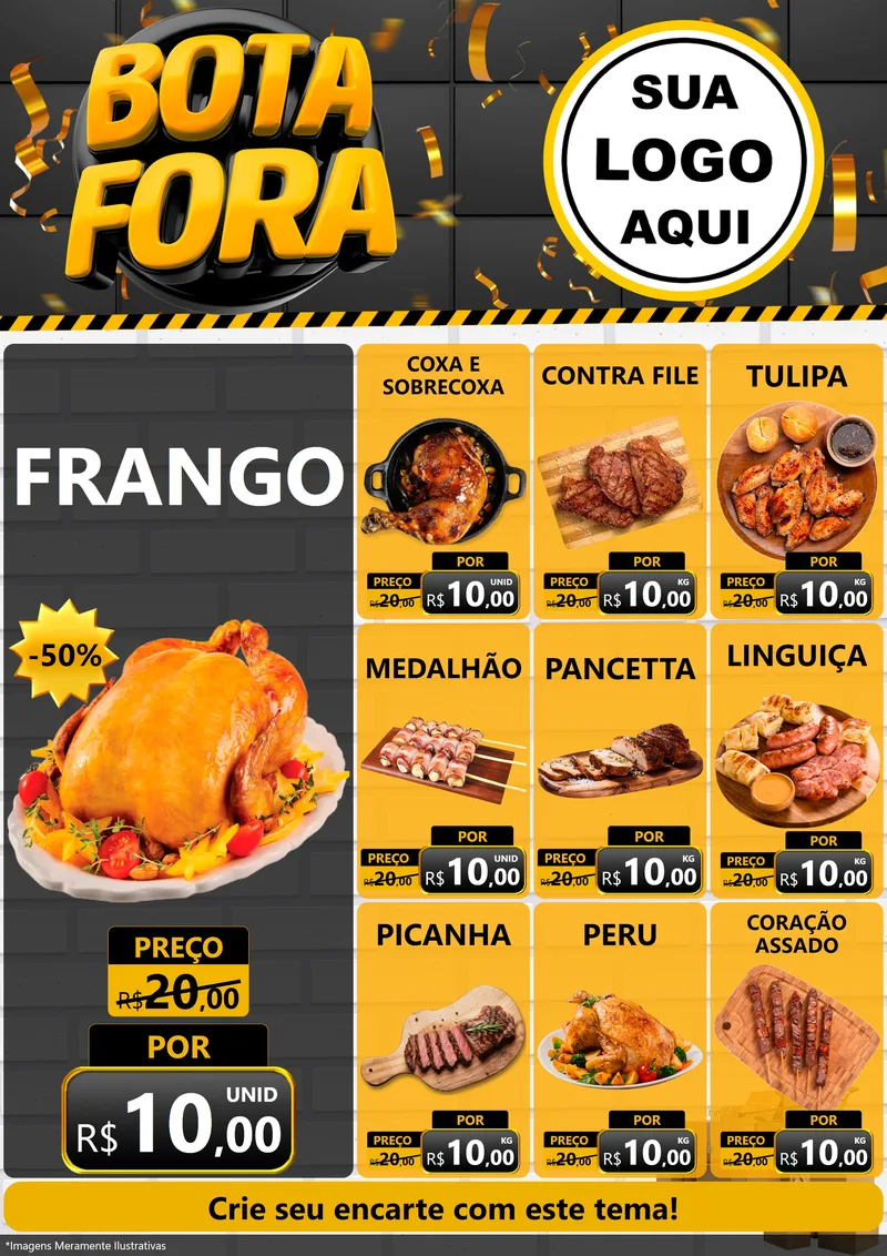 Modelo de Encarte para Encarte A4 Vertical com o tema Bota Fora para Assados