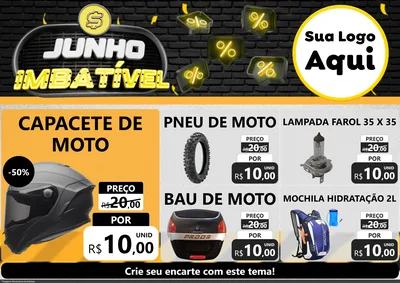 Modelo de Encarte para Encarte A4 Horizontal com o tema Junho Imbatível para Moto peças