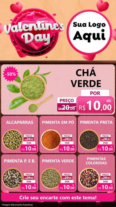 Modelo de Rede Social para Stories com o tema Valentine's Day para Produtos Naturais
