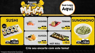 Modelo de TV para TV Horizontal com o tema Segunda e Terça Maluca para Comida japonesa