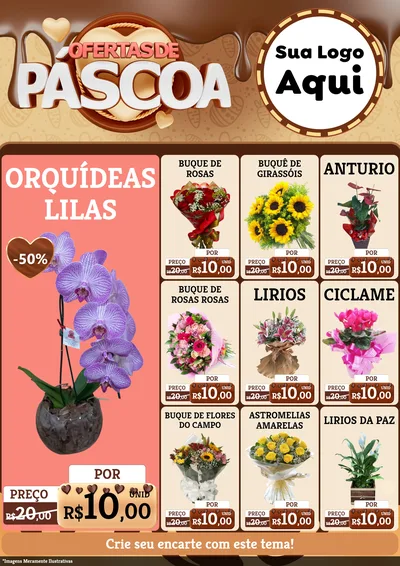 Modelo de Encarte para Encarte A4 Vertical com o tema Ofertas de Páscoa para Floricultura e jardim