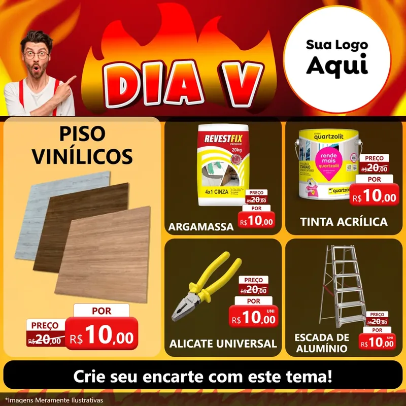 Modelo de Rede Social para Feed Facebook com o tema Dia V para Material para Construção