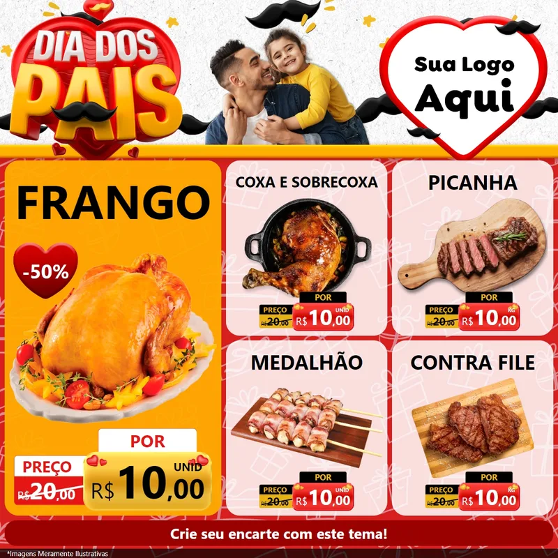 Modelo de Rede Social para Feed Facebook com o tema Dia dos Pais para Assados