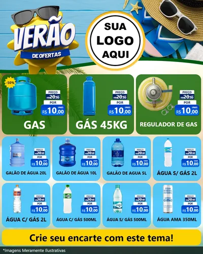 Modelo de Rede Social para Feed Instagram com o tema Verão de Ofertas para Água e gás