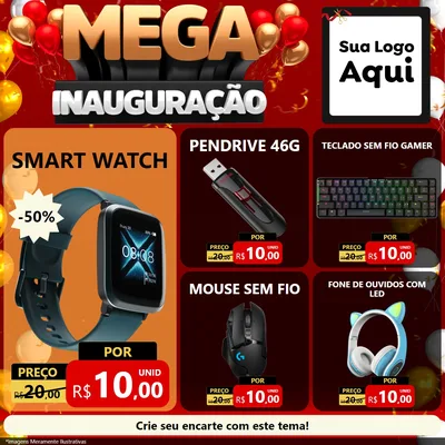 Modelo de Rede Social para Feed Facebook com o tema Mega Inauguração para Informática
