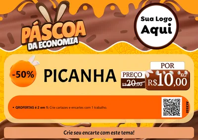 Modelo de Cartaz para Cartaz A4 Horizontal com o tema Páscoa da Economia para Açougue