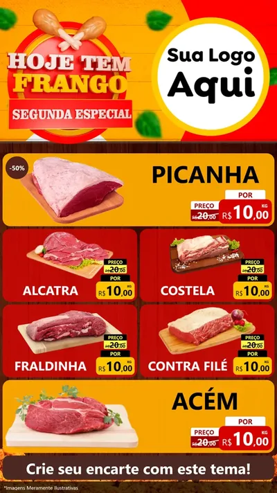 Modelo de TV para TV Vertical com o tema Hoje tem Frango Segunda Especial para Açougue