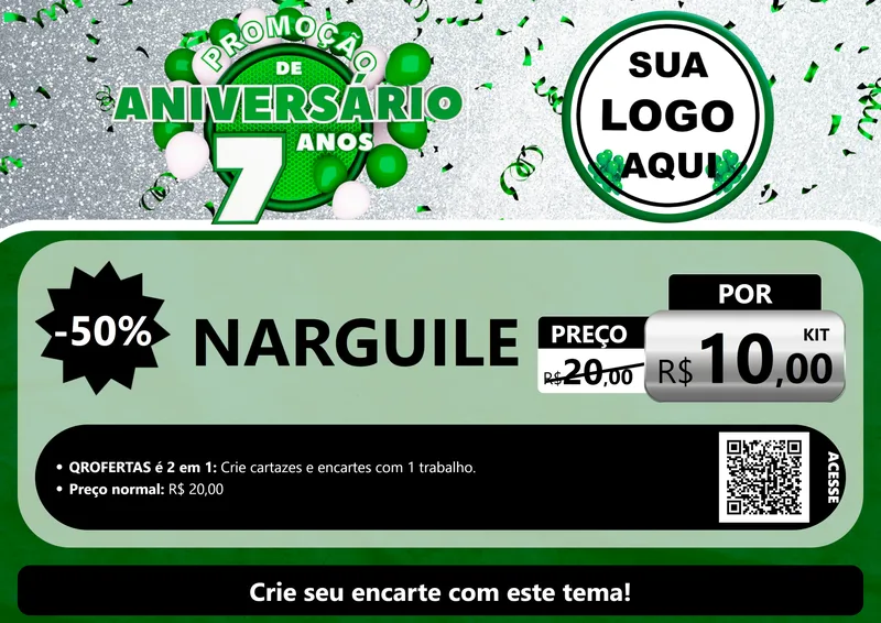 Modelo de Cartaz para Cartaz A4 Horizontal com o tema Promoção de Aniversário - 7 Anos para Tabacaria