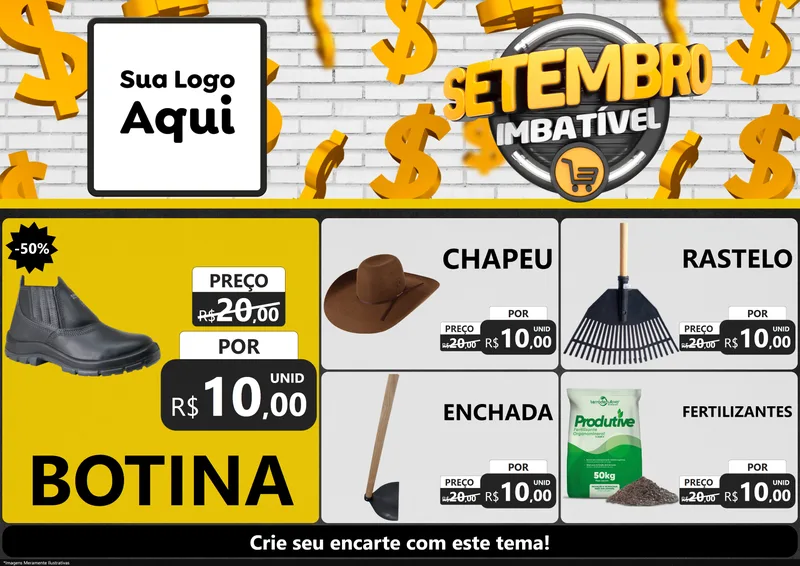 Modelo de Encarte para Encarte A4 Horizontal com o tema Setembro Imbatível para Agropecuária