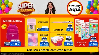 Modelo de TV para TV Horizontal com o tema Super Inauguração para Papelaria