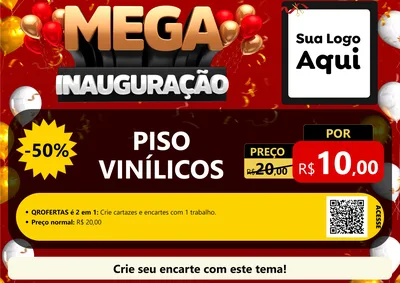 Modelo de Cartaz para Cartaz A4 Horizontal com o tema Mega Inauguração para Material para Construção