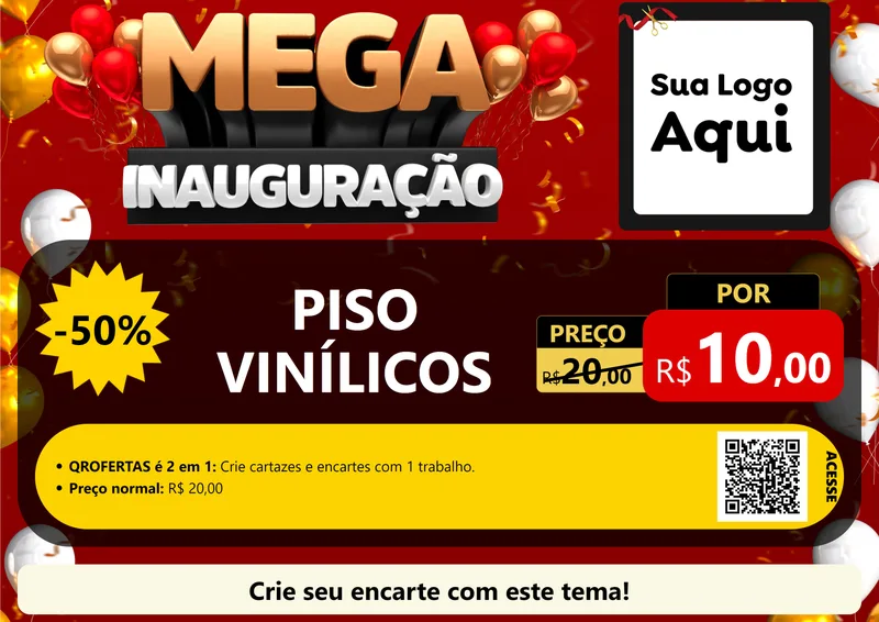 Modelo de Cartaz para Cartaz A4 Horizontal com o tema Mega Inauguração para Material para Construção