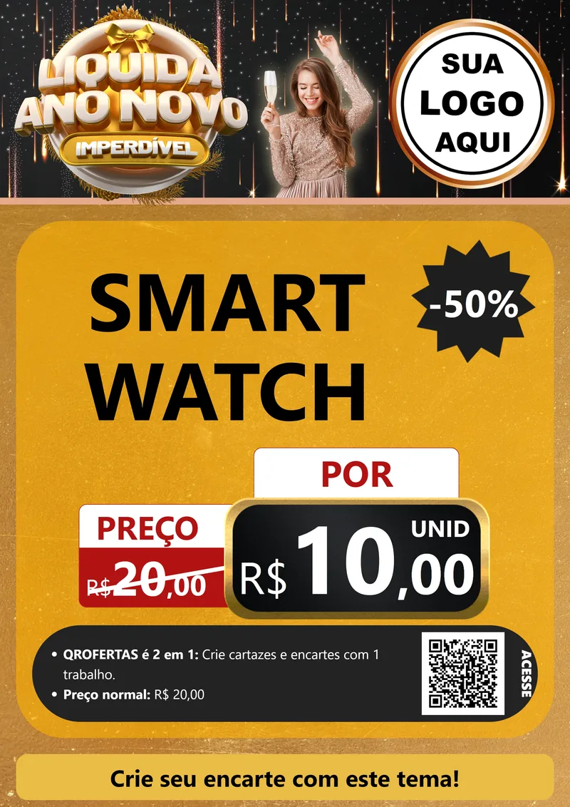 Modelo de Cartaz para Cartaz A4 Vertical com o tema Liquida Ano Novo Imperdível para Informática