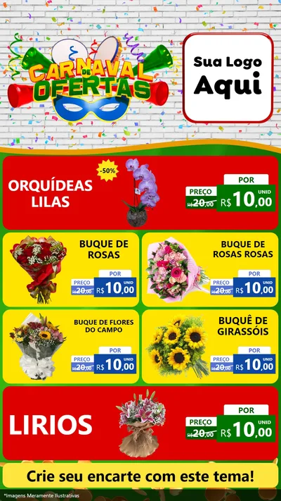 Modelo de TV para TV Vertical com o tema Carnaval de Ofertas para Floricultura e jardim