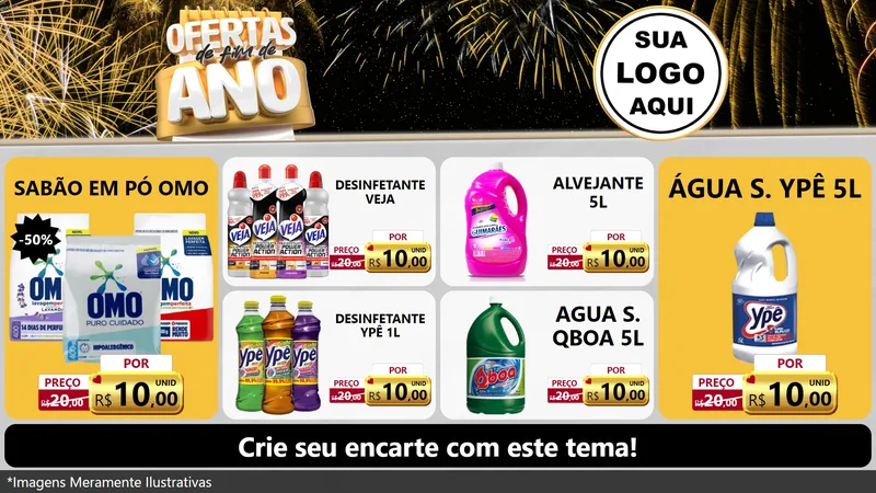 Modelo de TV para TV Horizontal com o tema Ofertas de Fim de Ano para Produtos de Limpeza