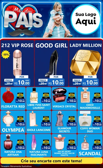 Modelo de Encarte para Encarte Grande com o tema Mês Dos Pais para Perfumes