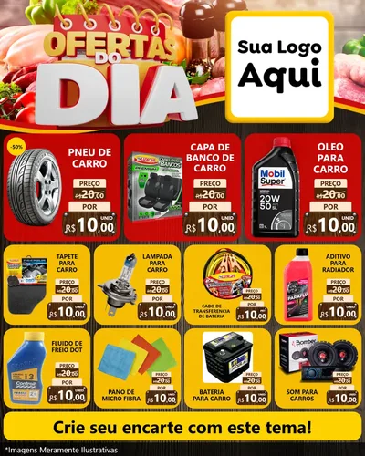Modelo de Rede Social para Feed Instagram com o tema Ofertas do Dia para Auto peças