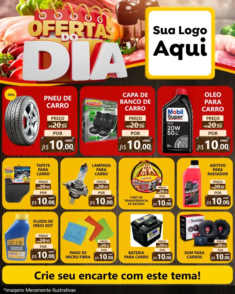 Modelo de Rede Social para Feed Instagram com o tema Ofertas do Dia para Auto peças