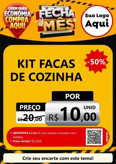 Modelo de Cartaz para Cartaz A4 Vertical com o tema Fecha Mês para Utilidades Domésticas
