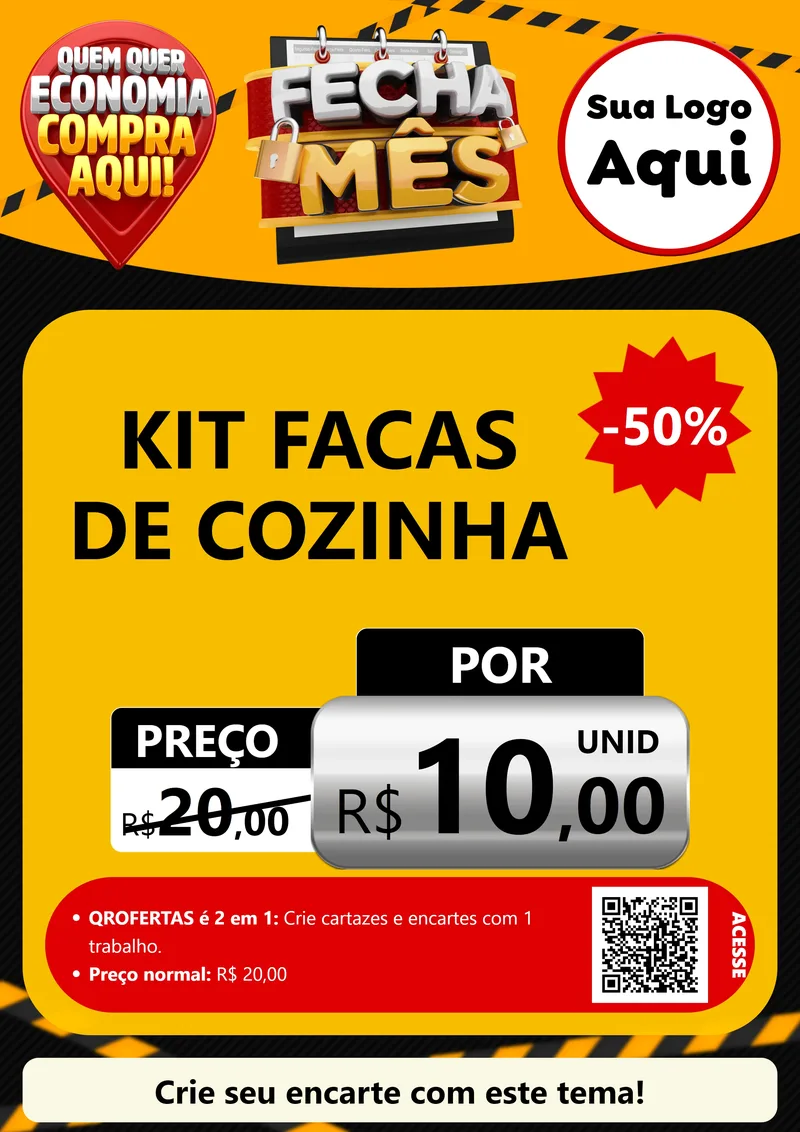Modelo de Cartaz para Cartaz A4 Vertical com o tema Fecha Mês para Utilidades Domésticas