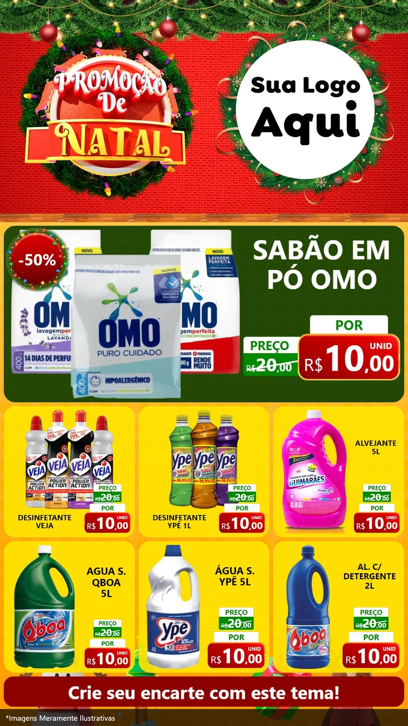 Modelo de Rede Social para Stories com o tema Promoção de Natal para Produtos de Limpeza