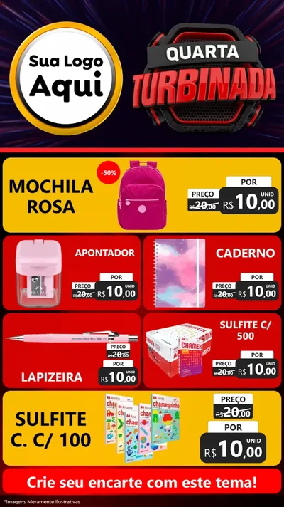 Modelo de TV para TV Vertical com o tema Quarta Turbinada para Papelaria