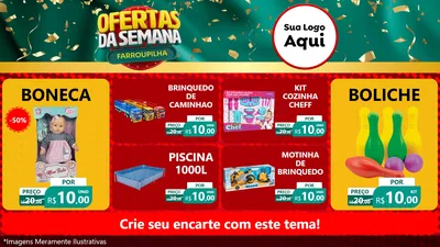 Modelo de TV para TV Horizontal com o tema Ofertas da Semana Farroupilha para Brinquedos
