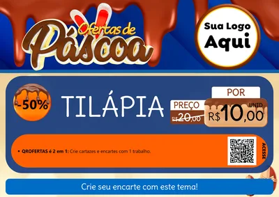 Modelo de Cartaz para Cartaz A4 Horizontal com o tema Ofertas de Páscoa para Peixaria