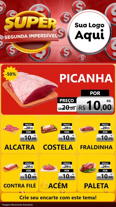 Modelo de Rede Social para Stories com o tema Super Segunda Imperdível para Açougue