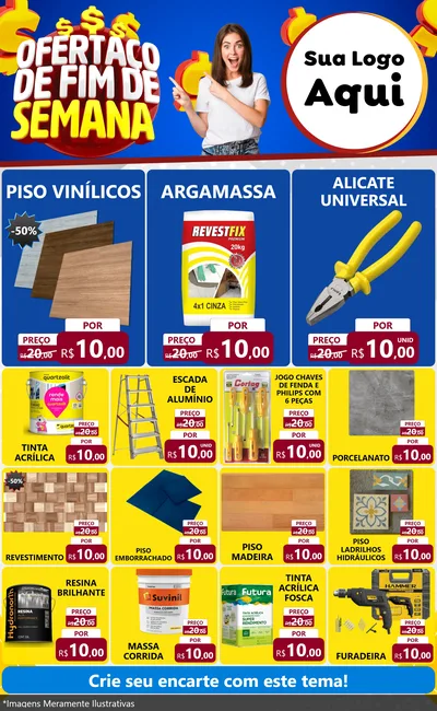 Modelo de Encarte para Encarte Grande com o tema Ofertaço de Fim de Semana para Material para Construção
