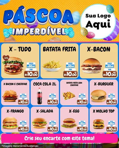 Modelo de Rede Social para Feed Instagram com o tema Páscoa Imperdível para Hamburgueria