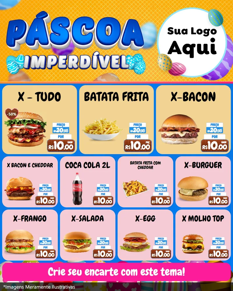Modelo de Rede Social para Feed Instagram com o tema Páscoa Imperdível para Hamburgueria