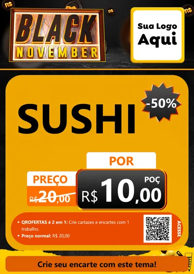 Modelo de Cartaz para Cartaz A4 Vertical com o tema Black November para Comida japonesa