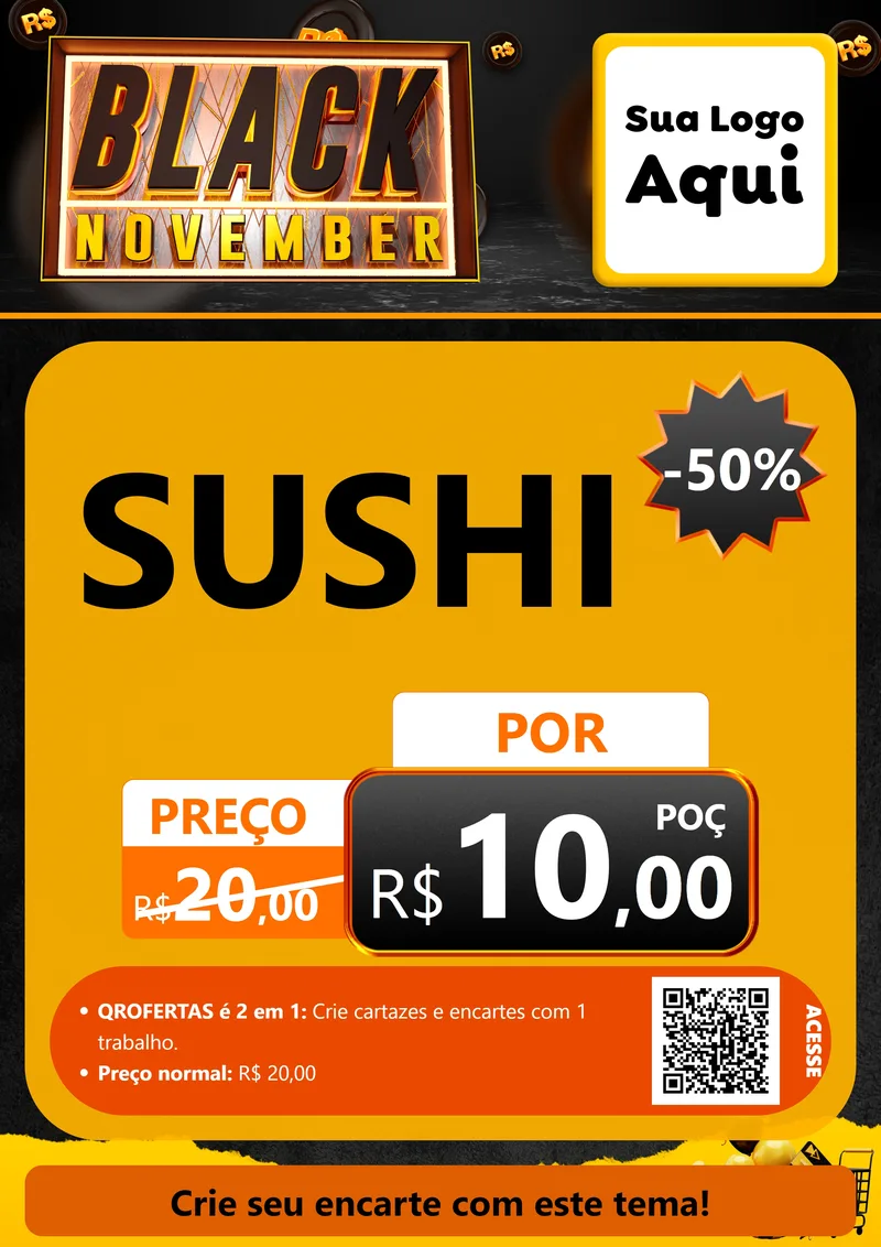 Modelo de Cartaz para Cartaz A4 Vertical com o tema Black November para Comida japonesa