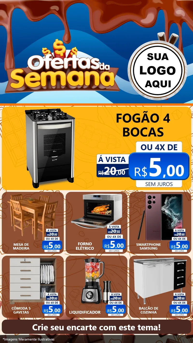 Modelo de Rede Social para Stories com o tema Ofertas da Semana - Páscoa para Móveis e Eletro