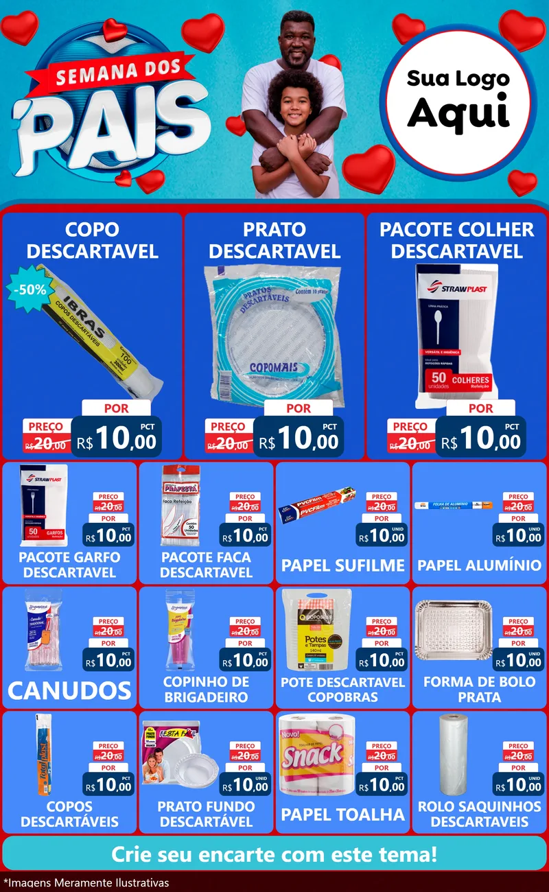 Modelo de Encarte para Encarte Grande com o tema Semana Dos Pais para Embalagens