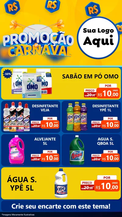 Modelo de TV para TV Vertical com o tema Promoção de Carnaval para Produtos de Limpeza