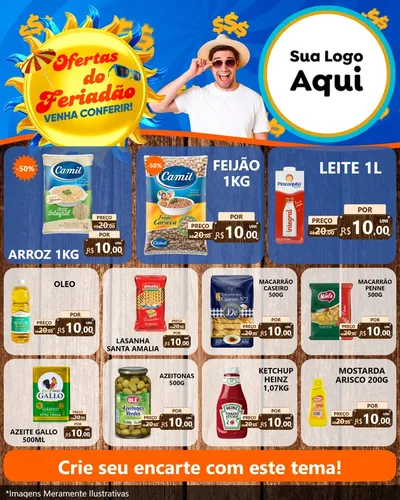 Modelo de Rede Social para Feed Instagram com o tema Ofertas do Feriadão para Supermercado