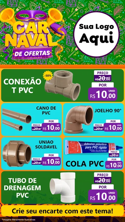 Modelo de TV para TV Vertical com o tema Carnaval de Ofertas para Tubos e conexões