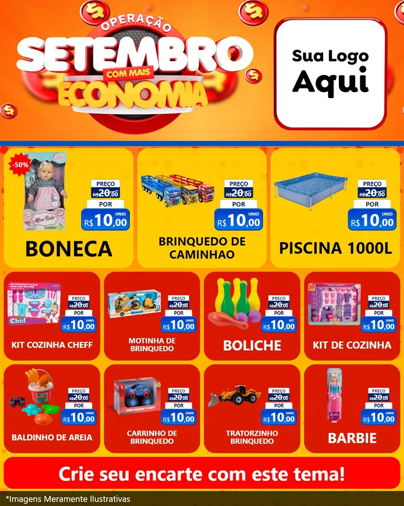 Modelo de Rede Social para Feed Instagram com o tema Operação Setembro Com Muita Economia para Brinquedos